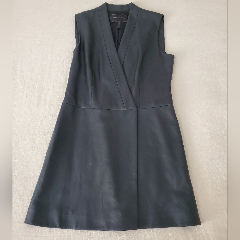 BCBG Caryn faux leather wrap dress